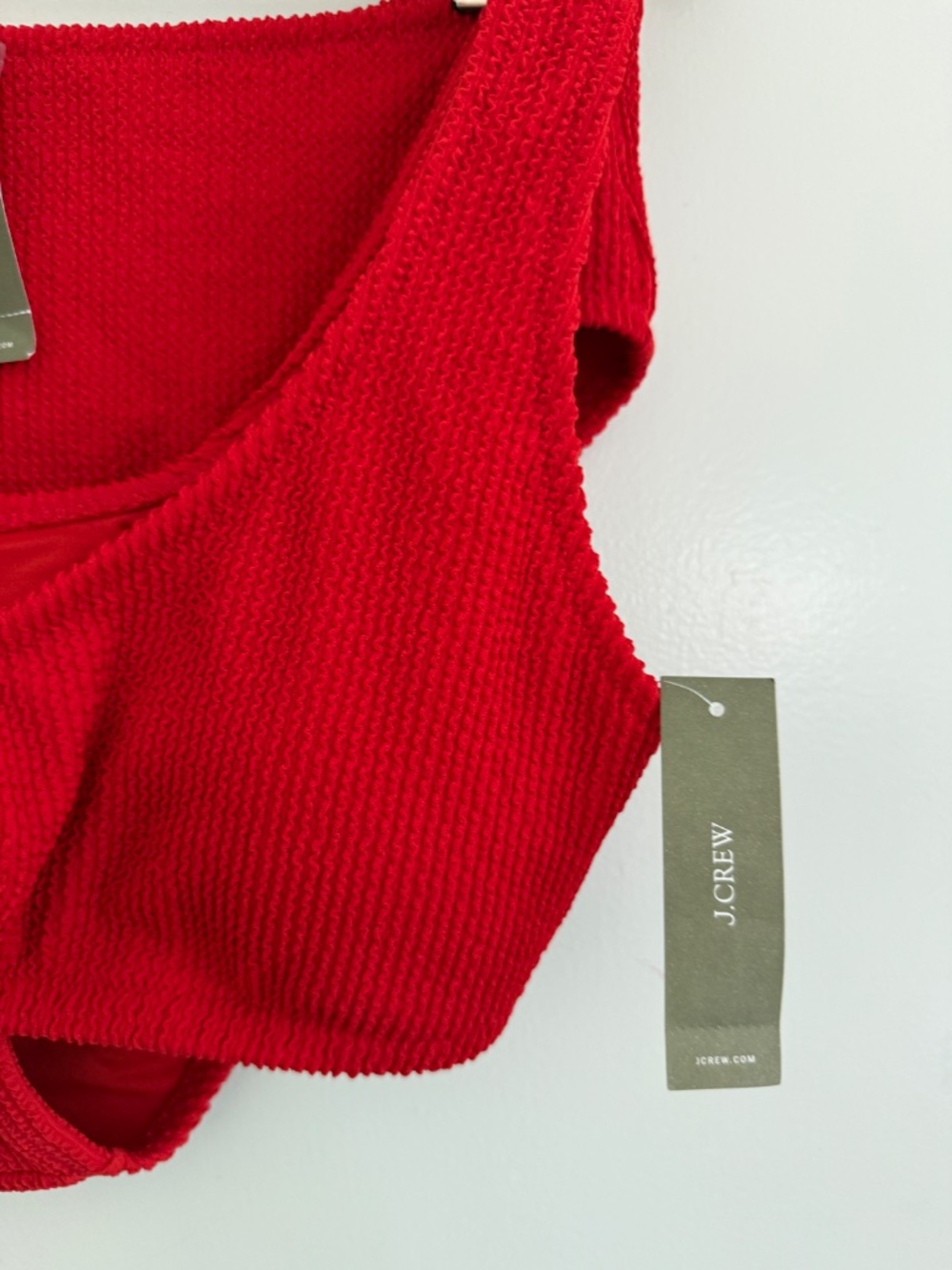 J.Crew Hallie Scrunchie Red Bikini Top and Bottom Brand NWT Size L - Picture 4 of 8